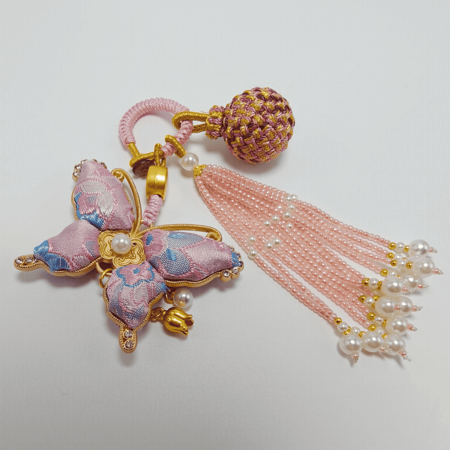 Pink Song Brocade Butterfly Charm | Versatile Keychain, Bag & Phone Accessory (Palace-Inspired)