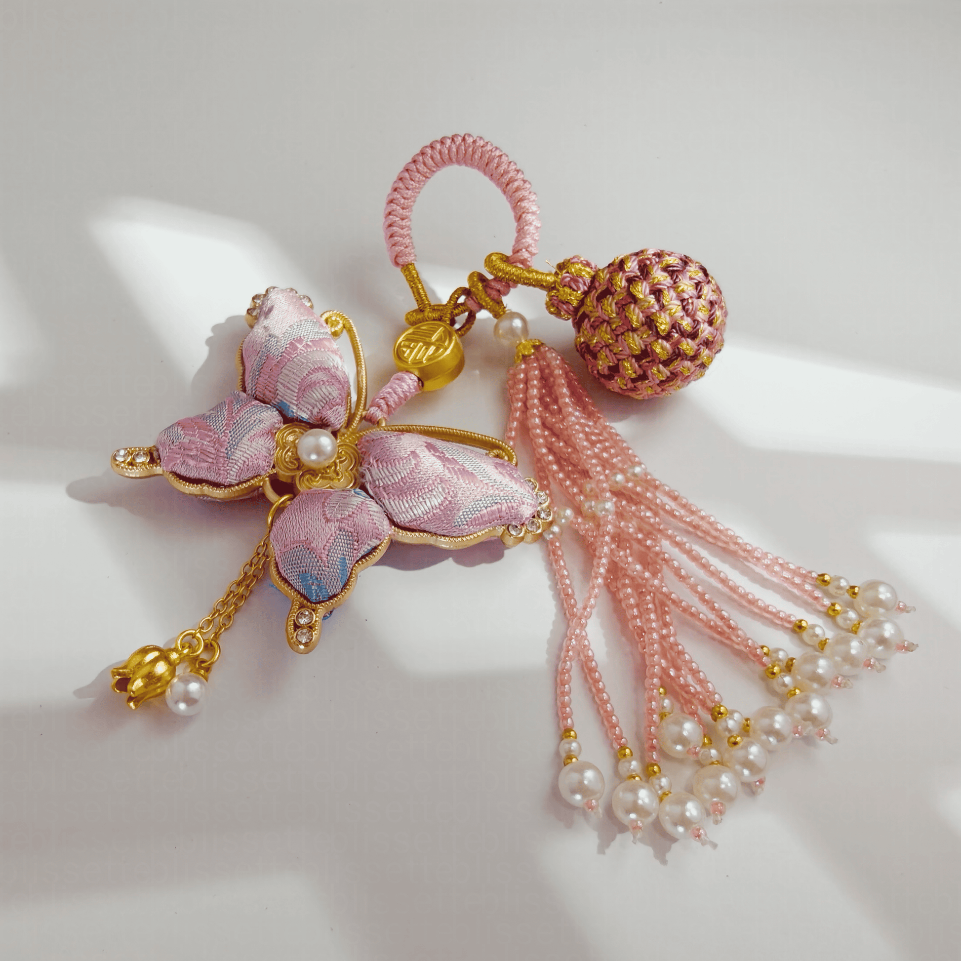 Pink Song Brocade Butterfly Charm | Versatile Keychain, Bag & Phone Accessory (Palace-Inspired)