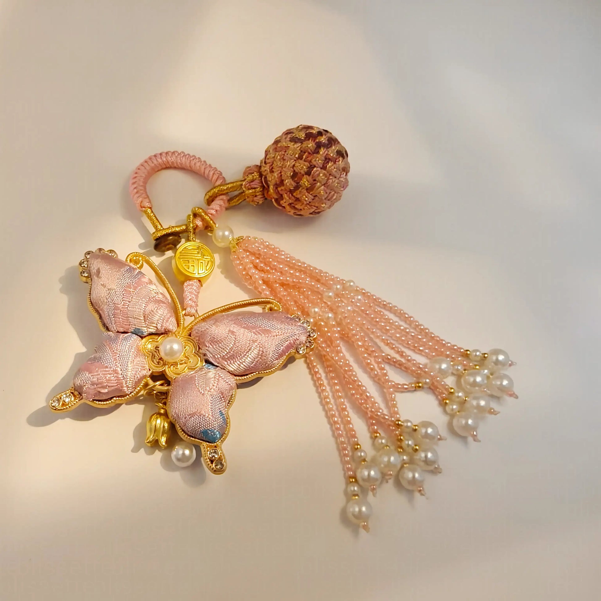 Pink Song Brocade Butterfly Charm | Versatile Keychain, Bag & Phone Accessory (Palace-Inspired)