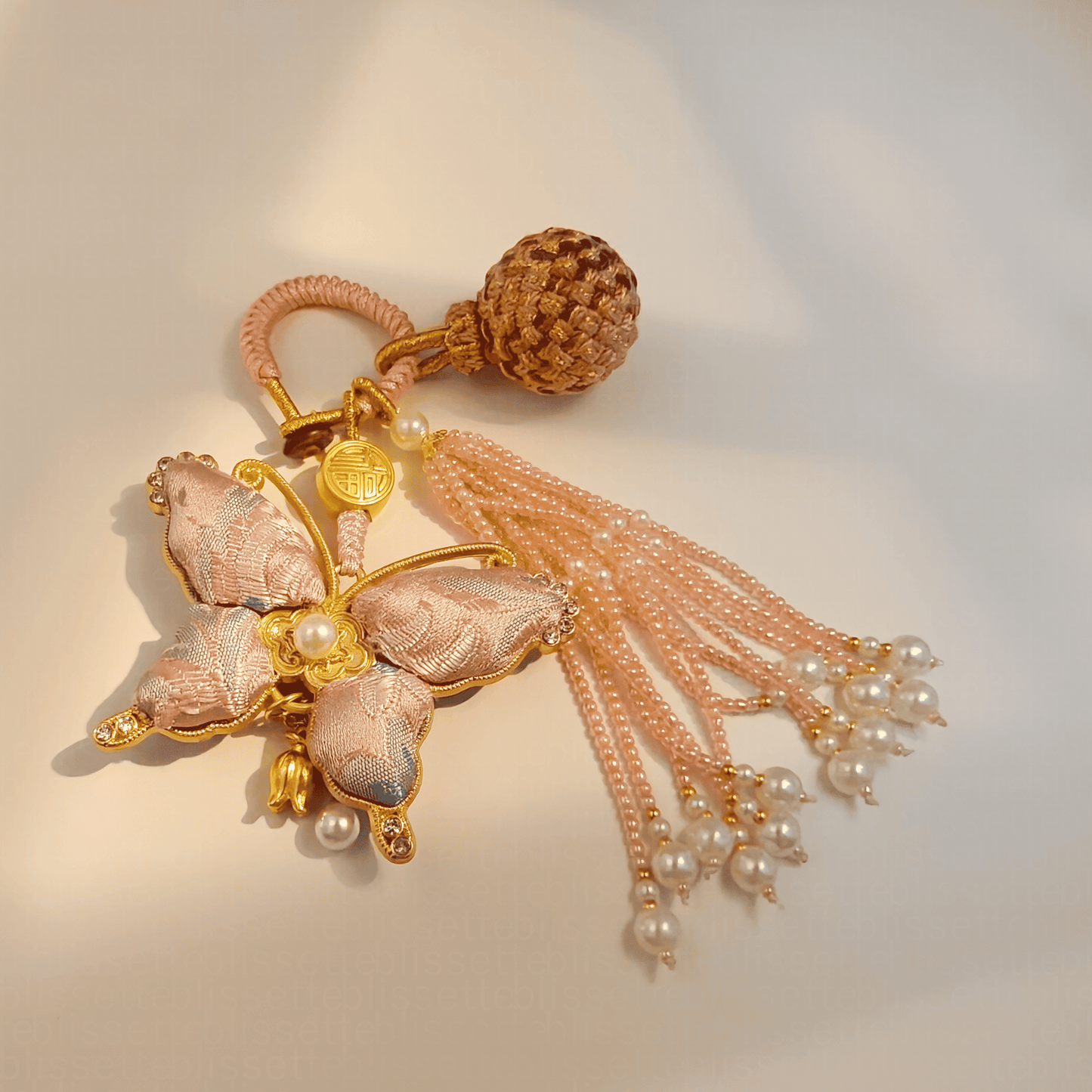 Pink Song Brocade Butterfly Charm | Versatile Keychain, Bag & Phone Accessory (Palace-Inspired)