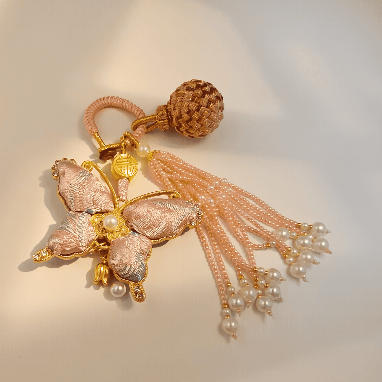 Pink Song Brocade Butterfly Charm | Versatile Keychain, Bag & Phone Accessory (Palace-Inspired)