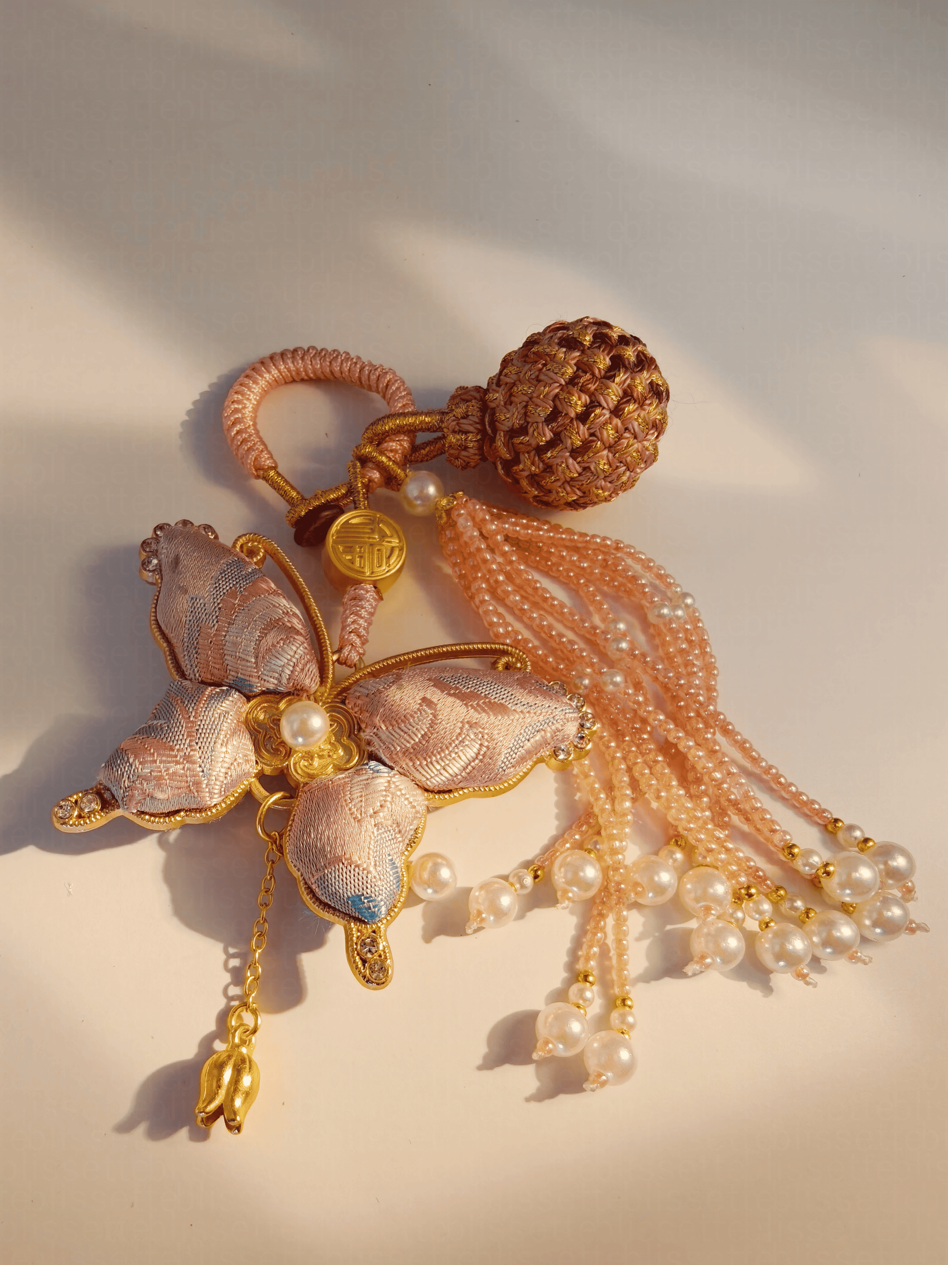 Pink Song Brocade Butterfly Charm | Versatile Keychain, Bag & Phone Accessory (Palace-Inspired)