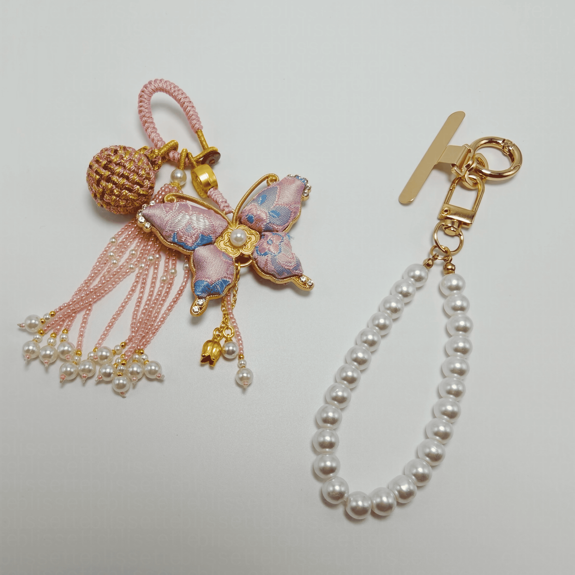 Pink Song Brocade Butterfly Charm | Versatile Keychain, Bag & Phone Accessory (Palace-Inspired)