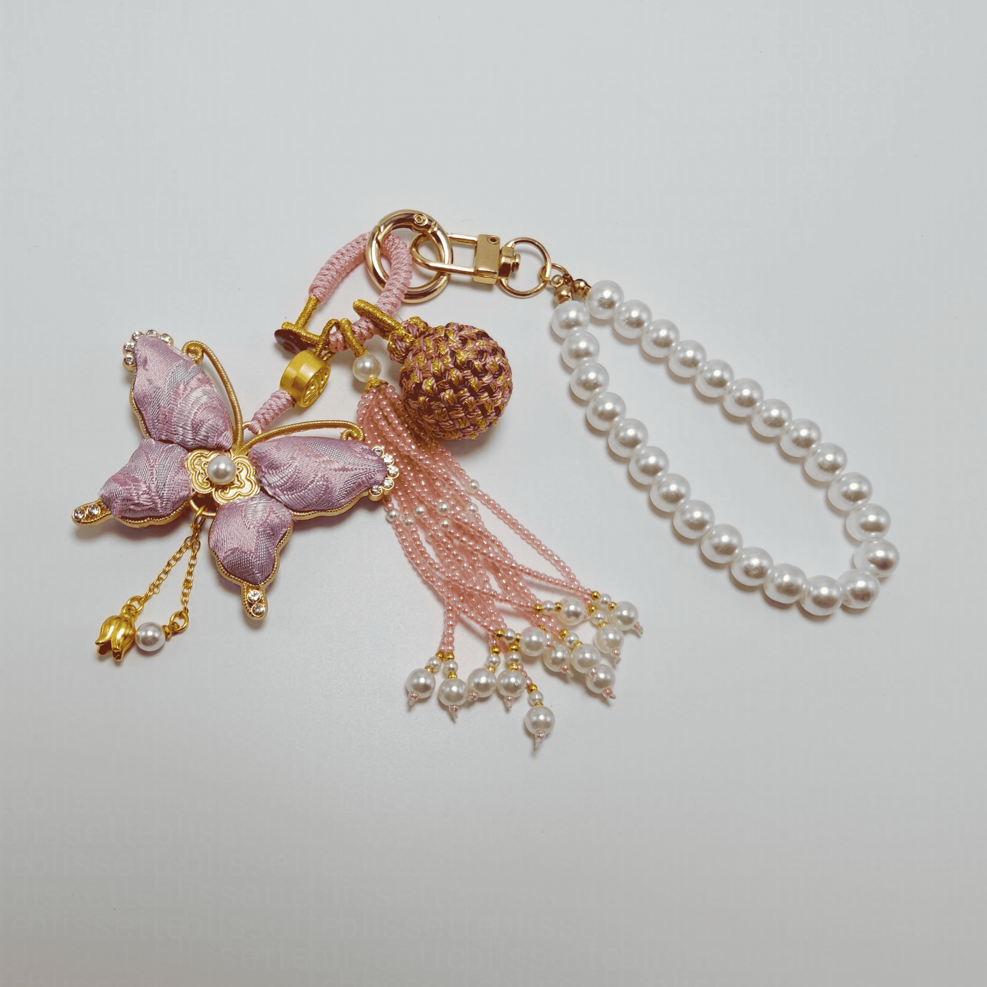 Pink Song Brocade Butterfly Charm | Versatile Keychain, Bag & Phone Accessory (Palace-Inspired)