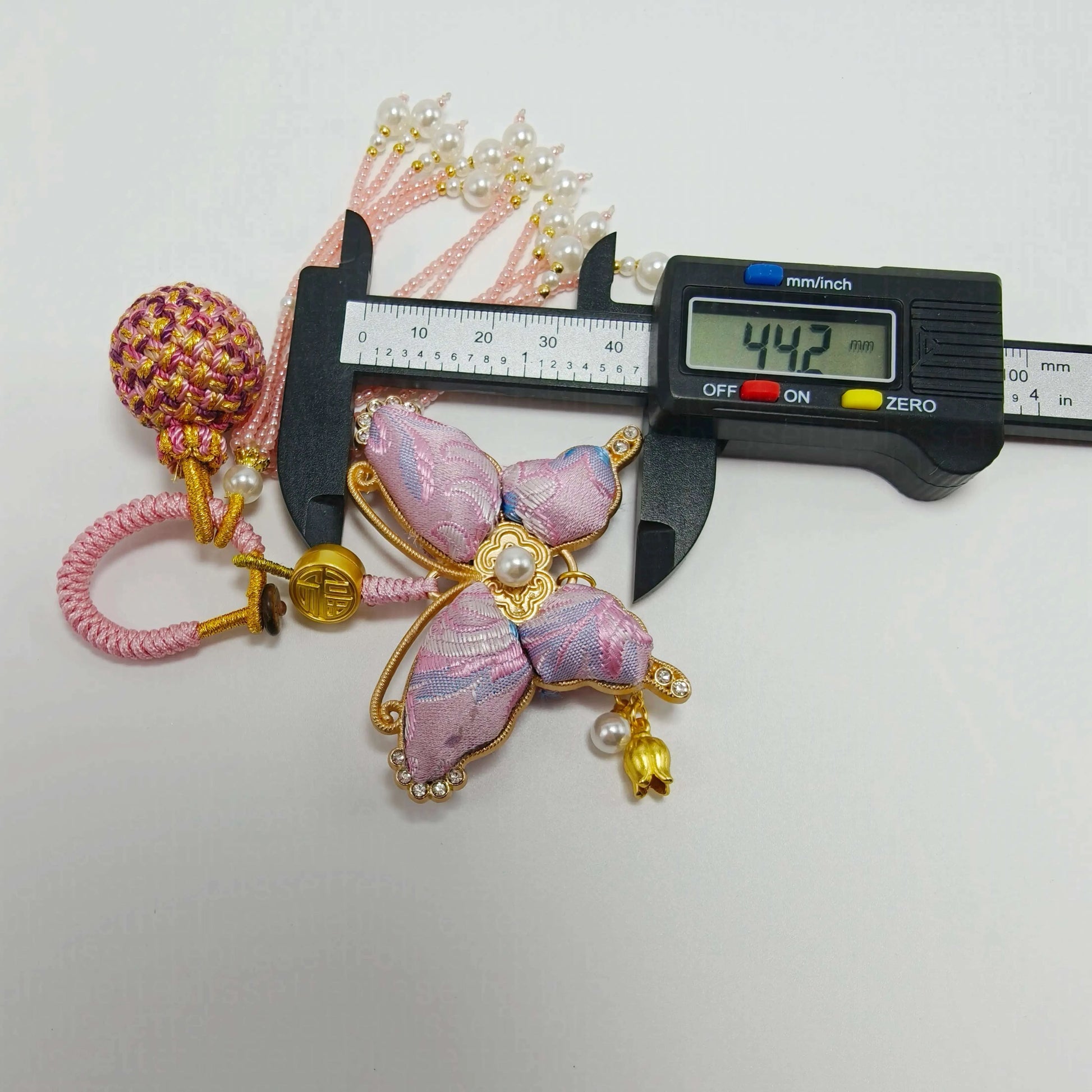 Pink Song Brocade Butterfly Charm | Versatile Keychain, Bag & Phone Accessory (Palace-Inspired)