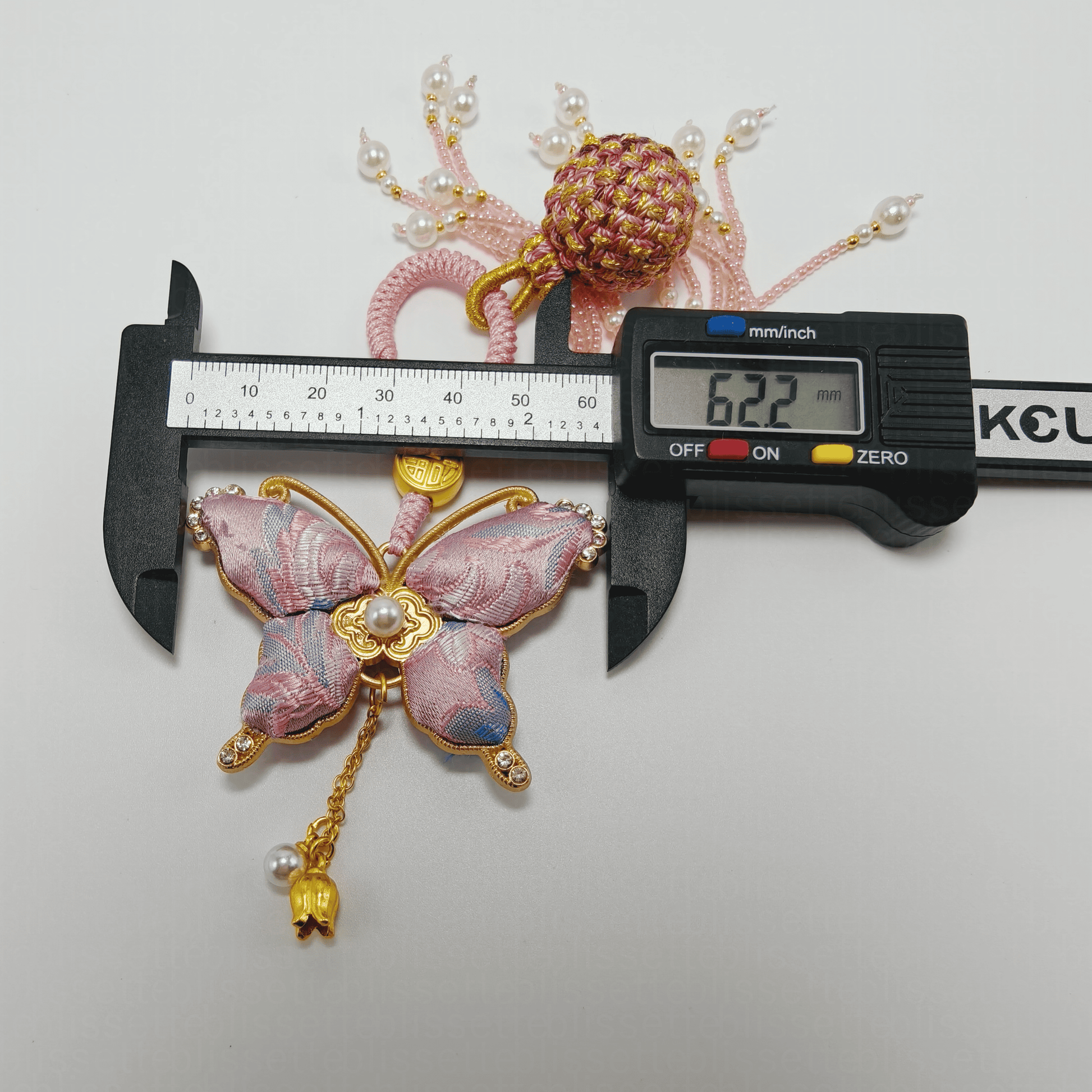 Pink Song Brocade Butterfly Charm | Versatile Keychain, Bag & Phone Accessory (Palace-Inspired)