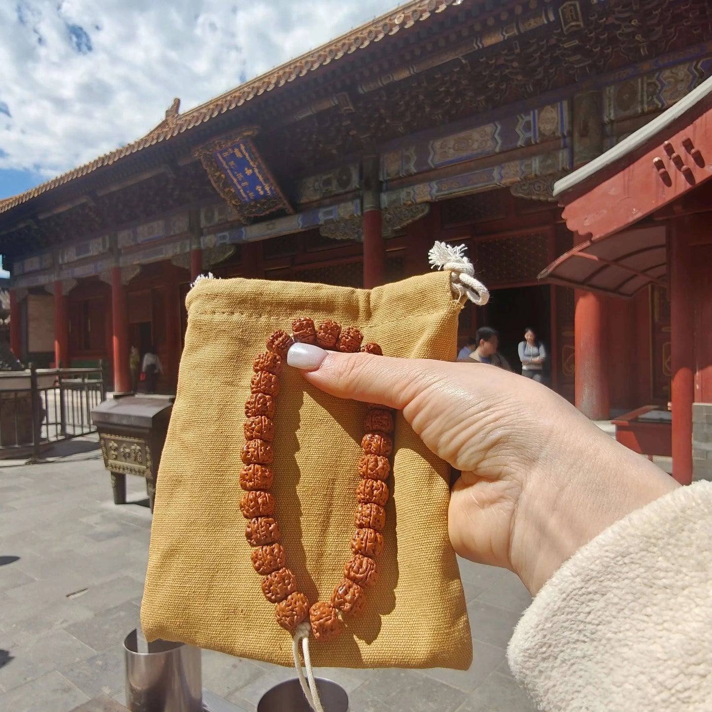 Temple-Inspired Rudraksha Mala Bracelet | Handcrafted for Mindfulness & Inner Peace, 10.5–11mm Beads, 27 Beads - Blissette