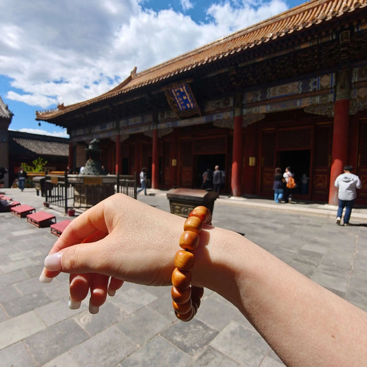 Natural Cypress Wood Bracelet (10.5mm) | Temple-Inspired Mindful Wear for Calm & Balance - undefined