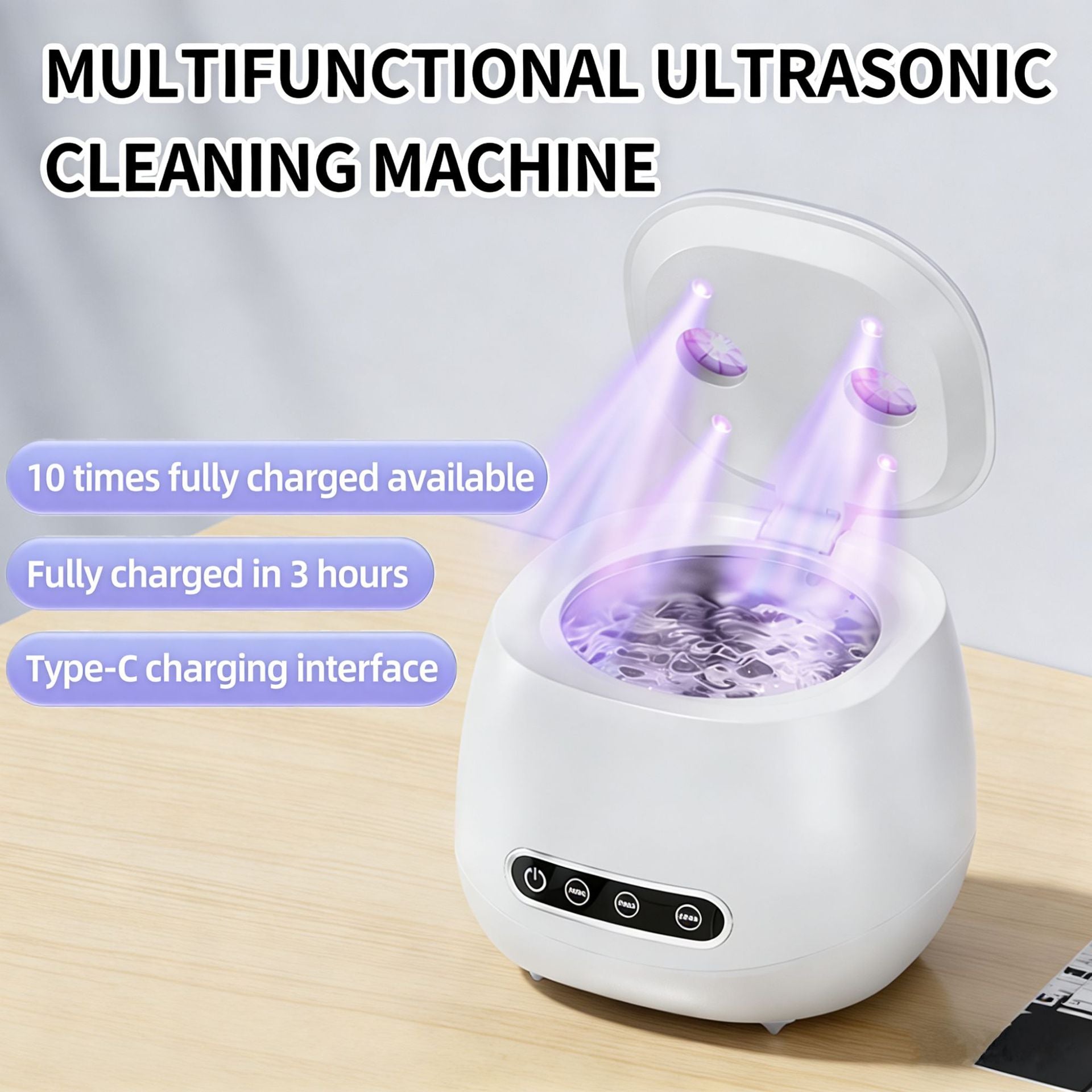 Portable Ultrasonic Retainer Cleaner with UV Light Sterilizer