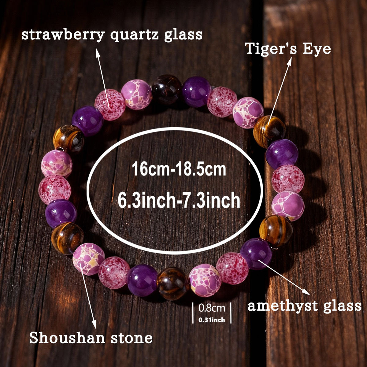 Natural Shoushan Stone & Tiger Eye Crystal Beaded Bracelet, Healing Natural Stone Stretch Bracelet for Daily Jewelry Gift
