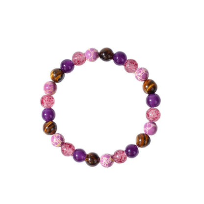 Natural Shoushan Stone & Tiger Eye Crystal Beaded Bracelet, Healing Natural Stone Stretch Bracelet for Daily Jewelry Gift