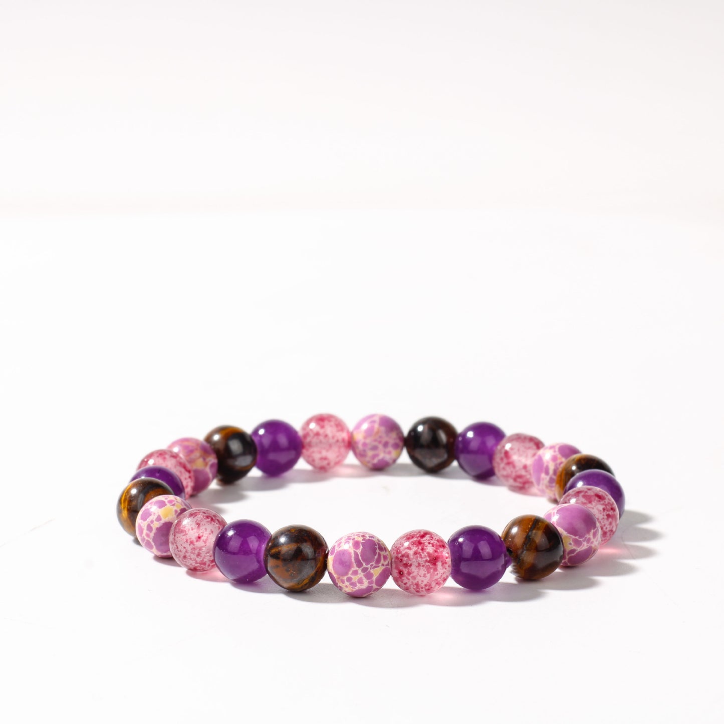 Natural Shoushan Stone & Tiger Eye Crystal Beaded Bracelet, Healing Natural Stone Stretch Bracelet for Daily Jewelry Gift