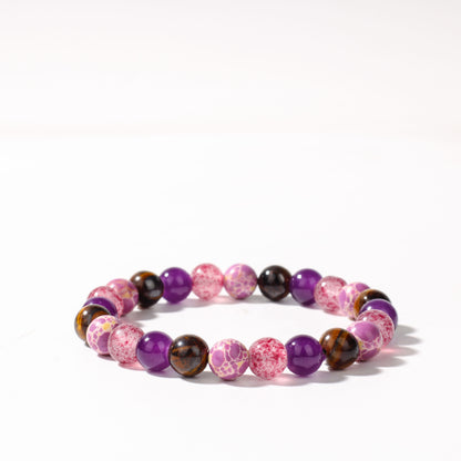 Natural Shoushan Stone & Tiger Eye Crystal Beaded Bracelet, Healing Natural Stone Stretch Bracelet for Daily Jewelry Gift