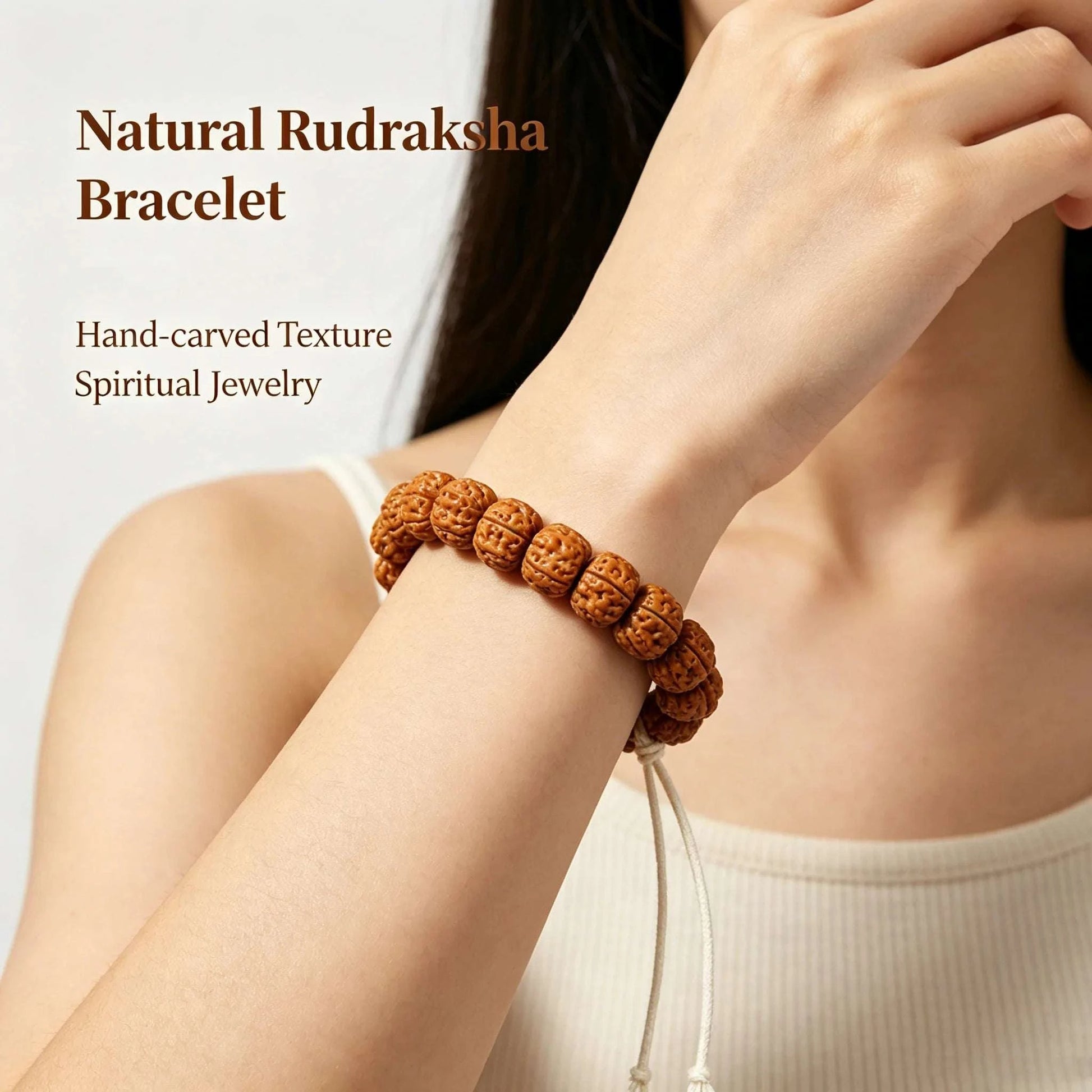Temple-Inspired Rudraksha Mala Bracelet | Handcrafted for Mindfulness & Inner Peace, 10.5–11mm Beads, 27 Beads - Blissette