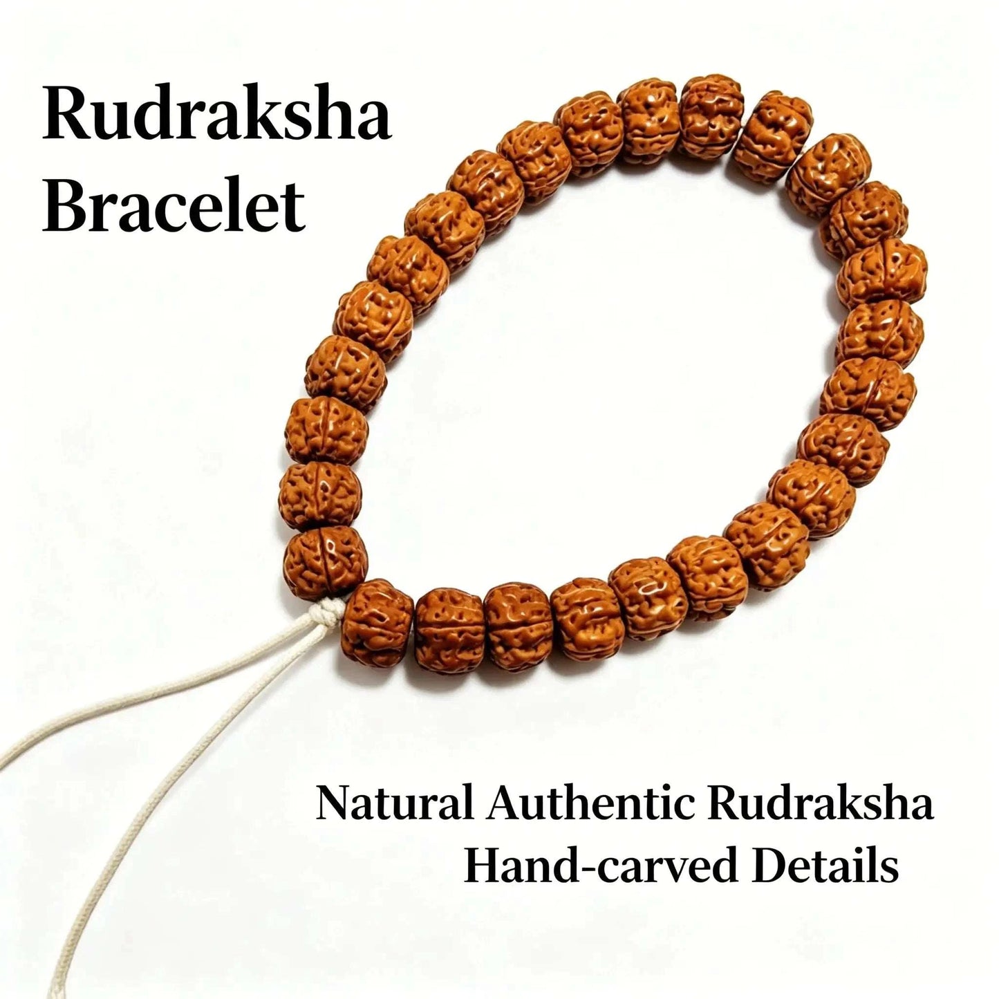 Temple-Inspired Rudraksha Mala Bracelet | Handcrafted for Mindfulness & Inner Peace, 10.5–11mm Beads, 27 Beads - Blissette