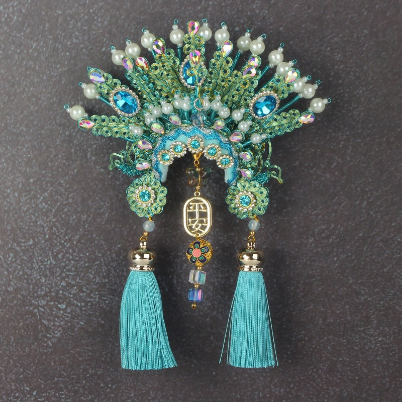 Ancient Chinese Opera Phoenix Coronet & Bridal Headdress Fridge Magnets, Peking Opera Facial Mask Cultural Souvenirs from Beijing Museum, Travel Magnetic Refrigerator Decor Gifts