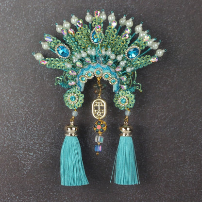 Ancient Chinese Opera Phoenix Coronet & Bridal Headdress Fridge Magnets, Peking Opera Facial Mask Cultural Souvenirs from Beijing Museum, Travel Magnetic Refrigerator Decor Gifts
