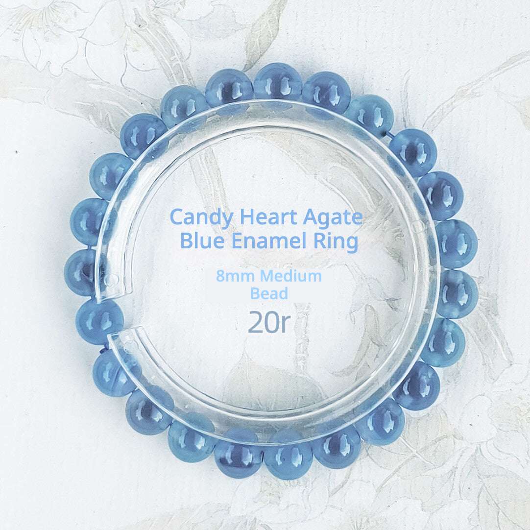 Sugar Heart Agate Bracelet | Half-Sugar Solid Color Small Beads | Beijing Temple Style | Exquisite Classic Design | 8mm Medium Beads, Blue - Blissette