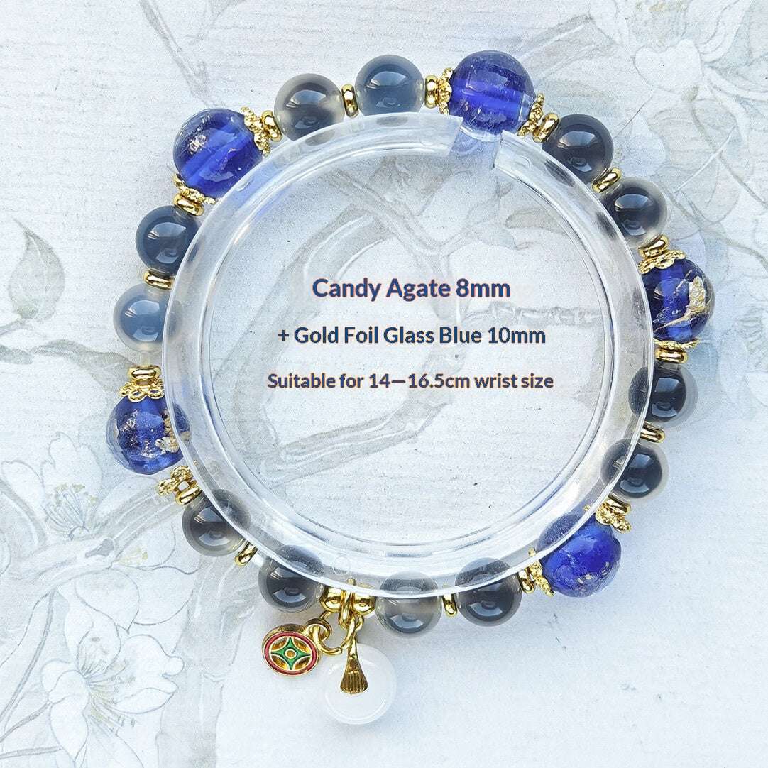 Sugar Heart Agate Half-Sugar Bracelet | Gold Foil Glass Design | Panjiayuan Premium Quality 2026 | New Chinese Style - Blissette