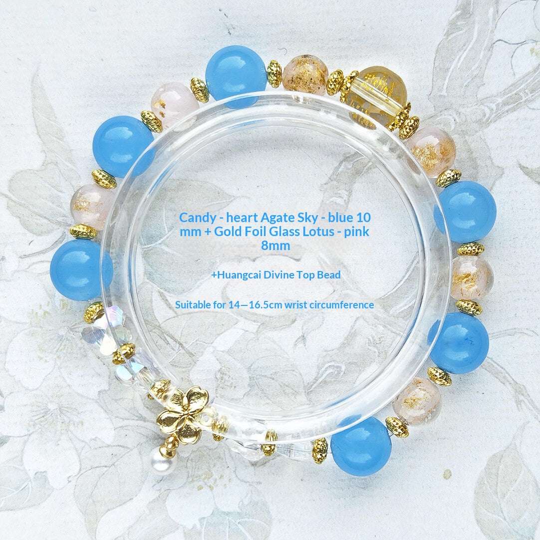 Sugar Heart Agate Half-Sugar Bracelet | Gold Foil Glass Design | Panjiayuan Premium Quality 2026 | New Chinese Style - Blissette