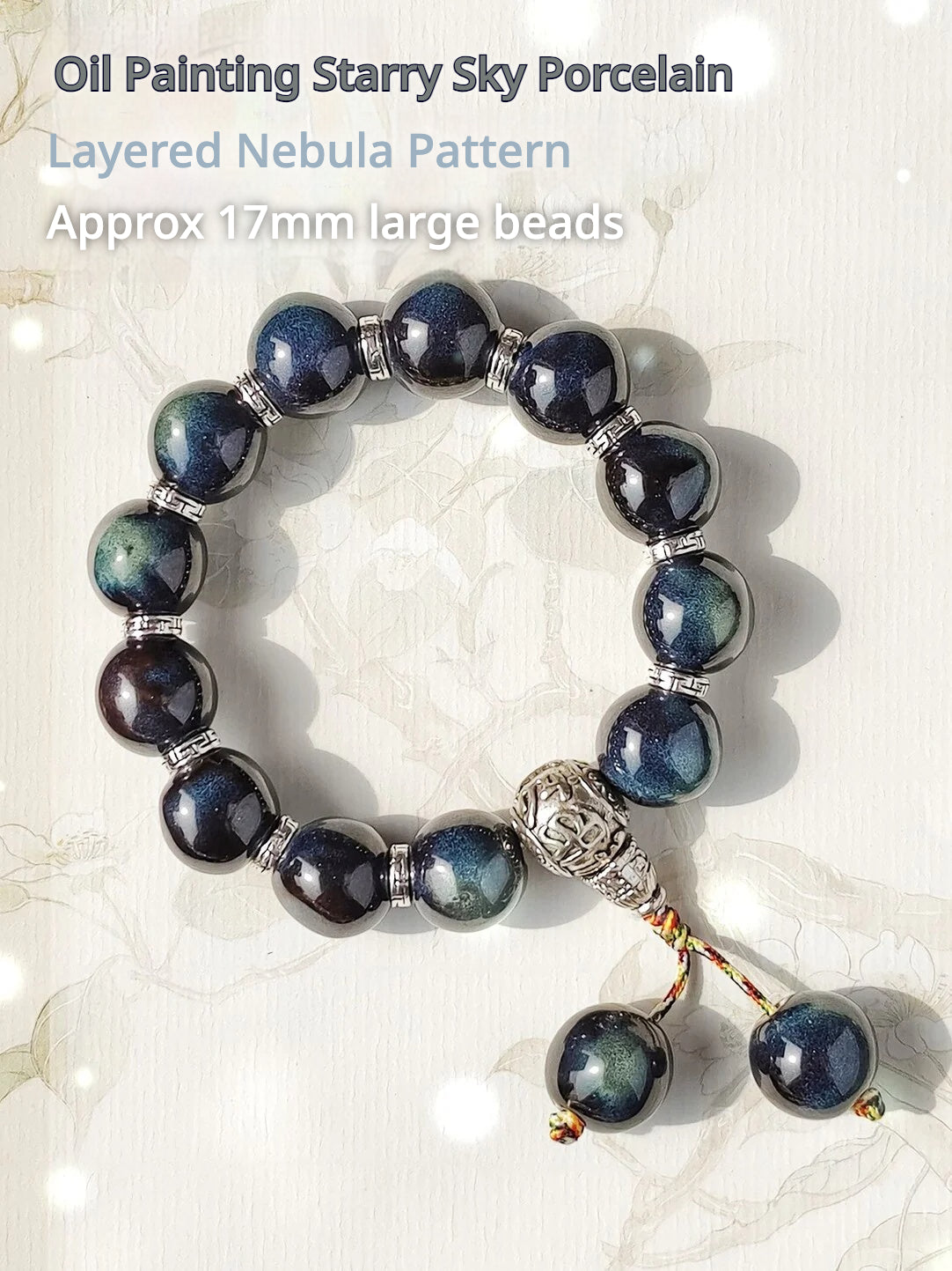 Colorful Pearlescent Porcelain Simple Bracelet, 10mm White Porcelain Beads, Boutique Quality Unisex Single‑Color Ceramic Handcraf