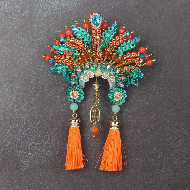 Ancient Chinese Opera Phoenix Coronet & Bridal Headdress Fridge Magnets, Peking Opera Facial Mask Cultural Souvenirs from Beijing Museum, Travel Magnetic Refrigerator Decor Gifts