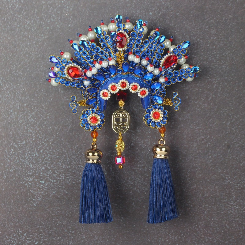 Ancient Chinese Opera Phoenix Coronet & Bridal Headdress Fridge Magnets, Peking Opera Facial Mask Cultural Souvenirs from Beijing Museum, Travel Magnetic Refrigerator Decor Gifts