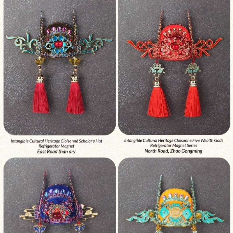 Ancient Chinese Opera Phoenix Coronet & Bridal Headdress Fridge Magnets, Peking Opera Facial Mask Cultural Souvenirs from Beijing Museum, Travel Magnetic Refrigerator Decor Gifts