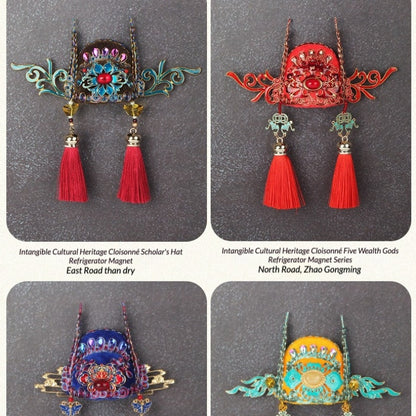 Ancient Chinese Opera Phoenix Coronet & Bridal Headdress Fridge Magnets, Peking Opera Facial Mask Cultural Souvenirs from Beijing Museum, Travel Magnetic Refrigerator Decor Gifts