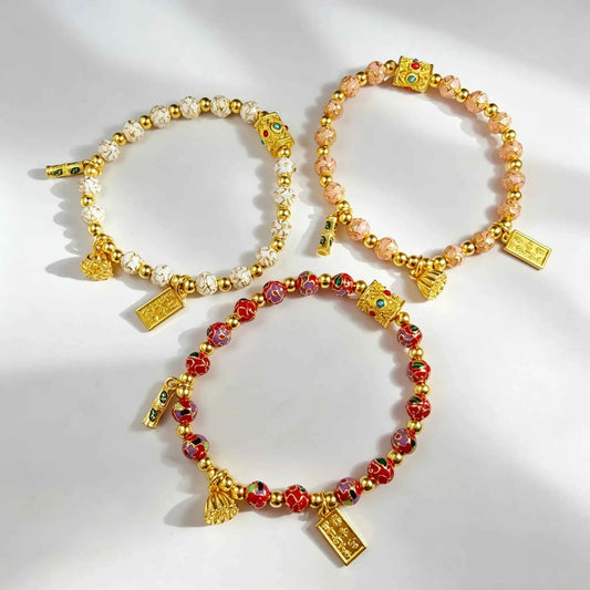 Lucky Enamel Beaded Bracelet | Temple - Inspired Cloisonné Jewelry
