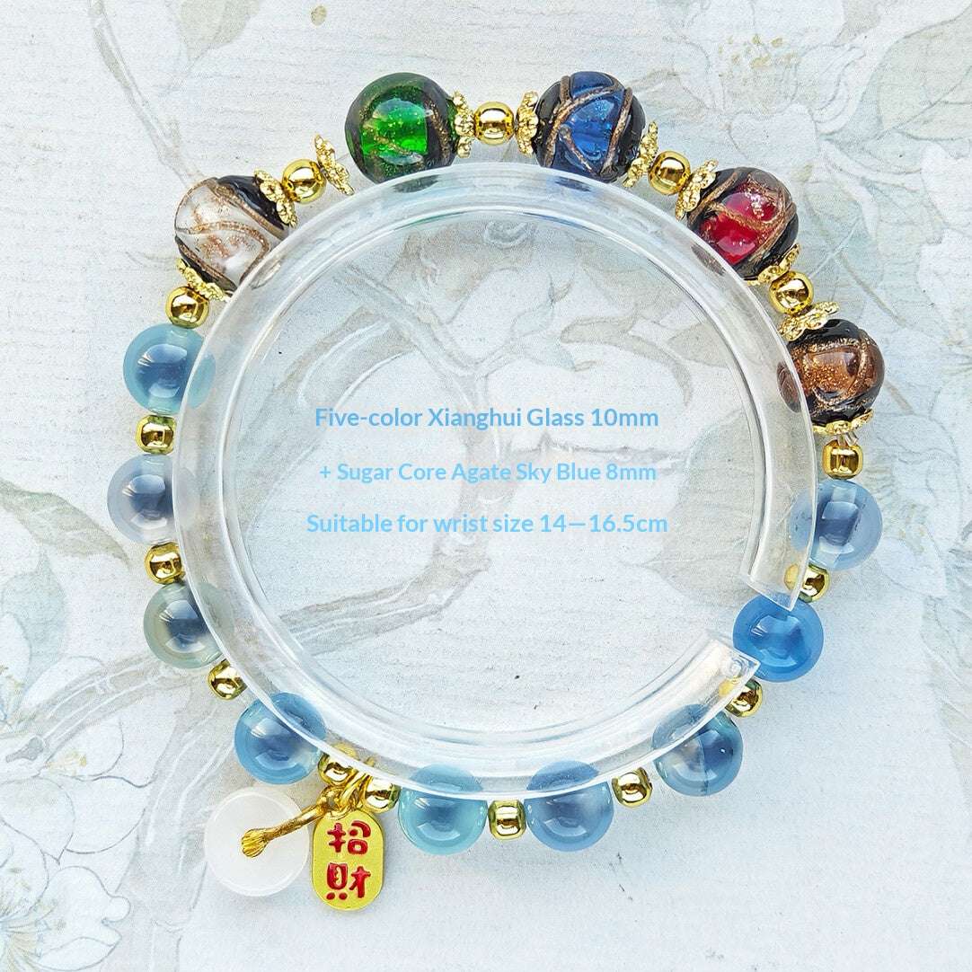 Sugar Heart Agate Half-Sugar Bracelet | Gold Foil Glass Design | Panjiayuan Premium Quality 2026 | New Chinese Style - Blissette