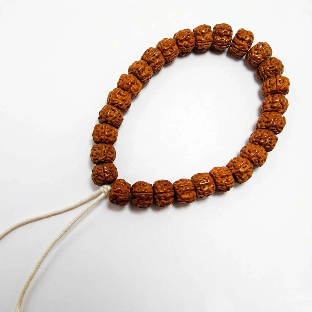 Temple-Inspired Rudraksha Mala Bracelet | Handcrafted for Mindfulness & Inner Peace, 10.5–11mm Beads, 27 Beads - Blissette