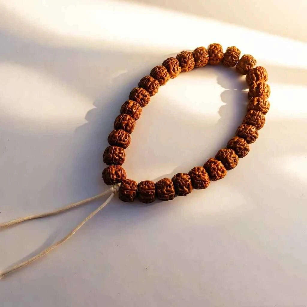 Temple-Inspired Rudraksha Mala Bracelet | Handcrafted for Mindfulness & Inner Peace, 10.5–11mm Beads, 27 Beads - Blissette